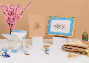 Cream and blue noor e quran hamper