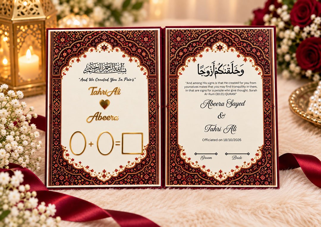 Maroon Nikah Nama with Pen - Image 3