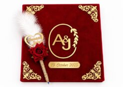 Gold and White Nikah Nama with Pen (Combo of 2)