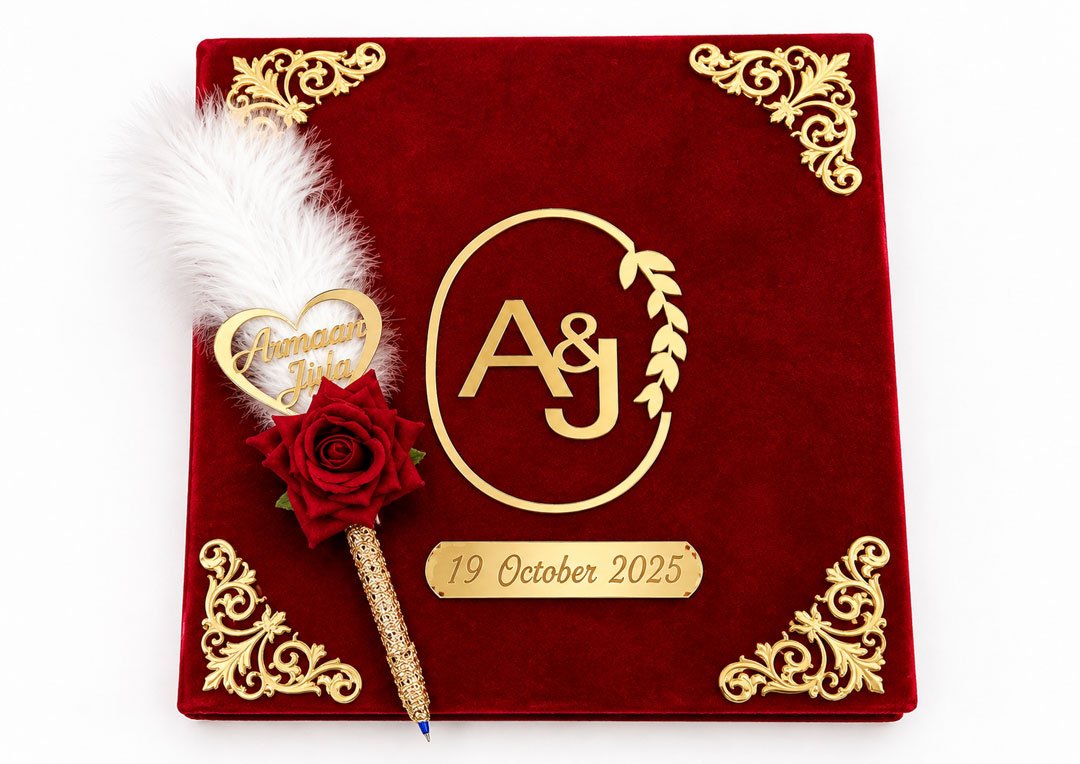 Gold and White Nikah Nama with Pen (Combo of 2)