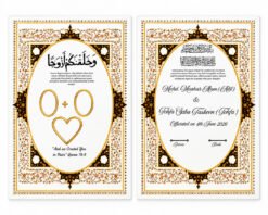Gold and White Nikah Nama with Pen (Combo of 2)