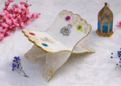 White Floral Rehal with Gold Leaf Accents