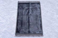 Charcoal Gray Islamic Prayer Mat with Elegant Arch Design