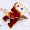 Burgundy Floral Rehal with White Decorative Panels