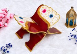 Burgundy Floral Rehal with White Decorative Panels