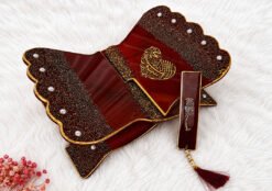 Royal Maroon Rehal with Gold Arabic Calligraphy