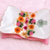 Floral White Rehal with Pink Base and Arabic Calligraphy