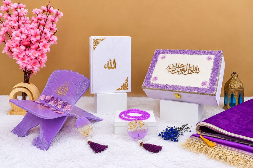 Islam Home Lavender and White Noor-e-Quran Wedding Hamper | Nureza