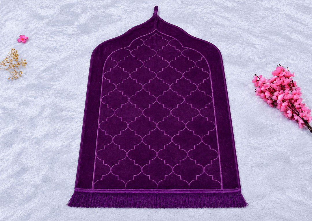 Purple-Velvet-Prayer-Rug-with-Floral-Accents